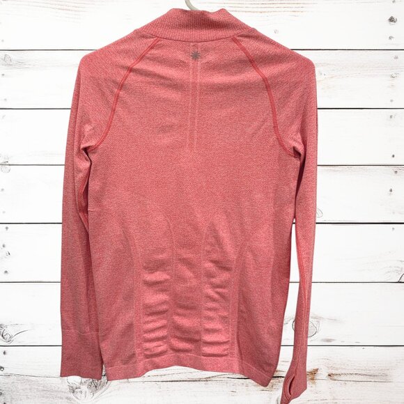Athleta Fastest Track Half Zip Pullover Heathered Orange Athletic Top Sz Small - Picture 3 of 10